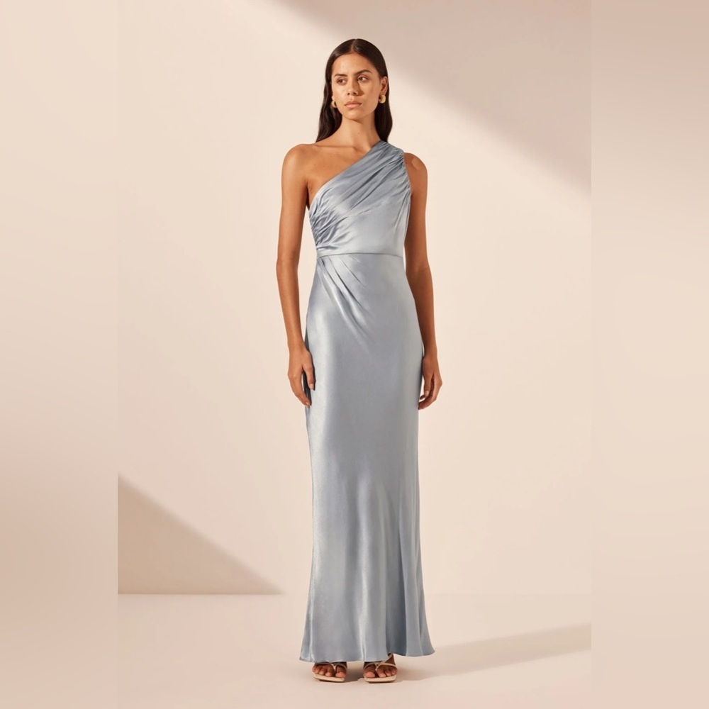 NEW NWT Shona Joy La Lune One Shoulder Maxi Dress Blue Size 8